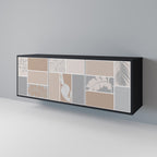 TROPICAL SHAPES Aparador de 3 Puertas en Acabado Negro