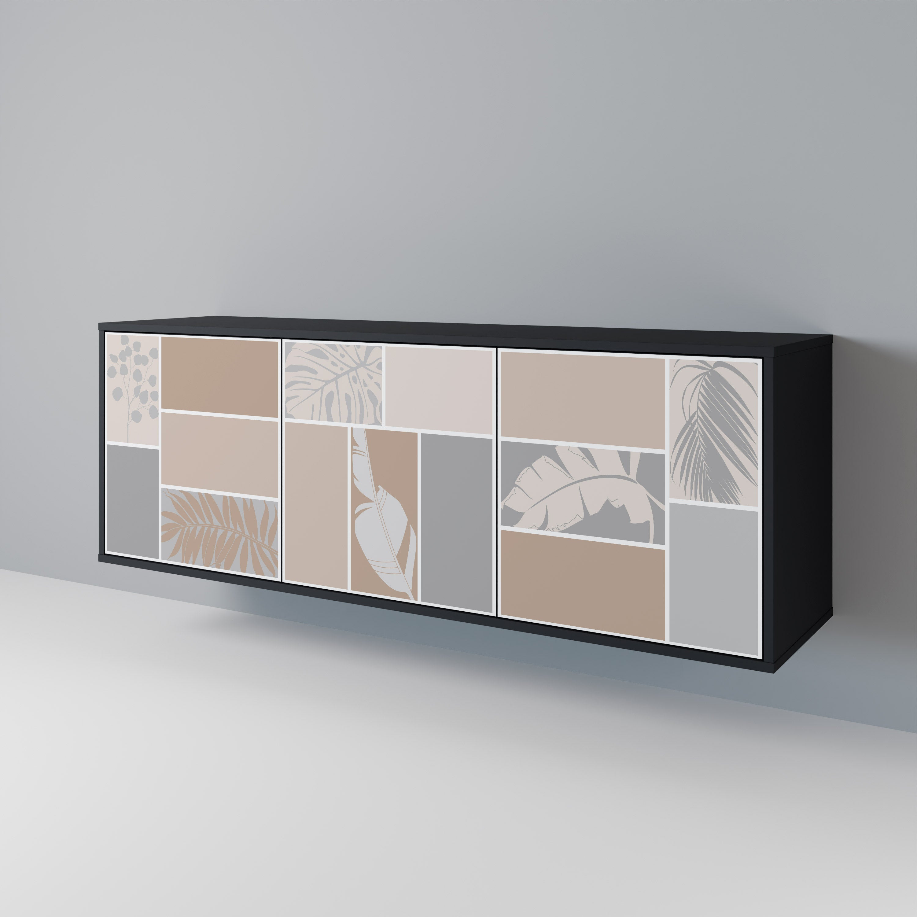 TROPICAL SHAPES 3-Door Sideboard in Black Finish