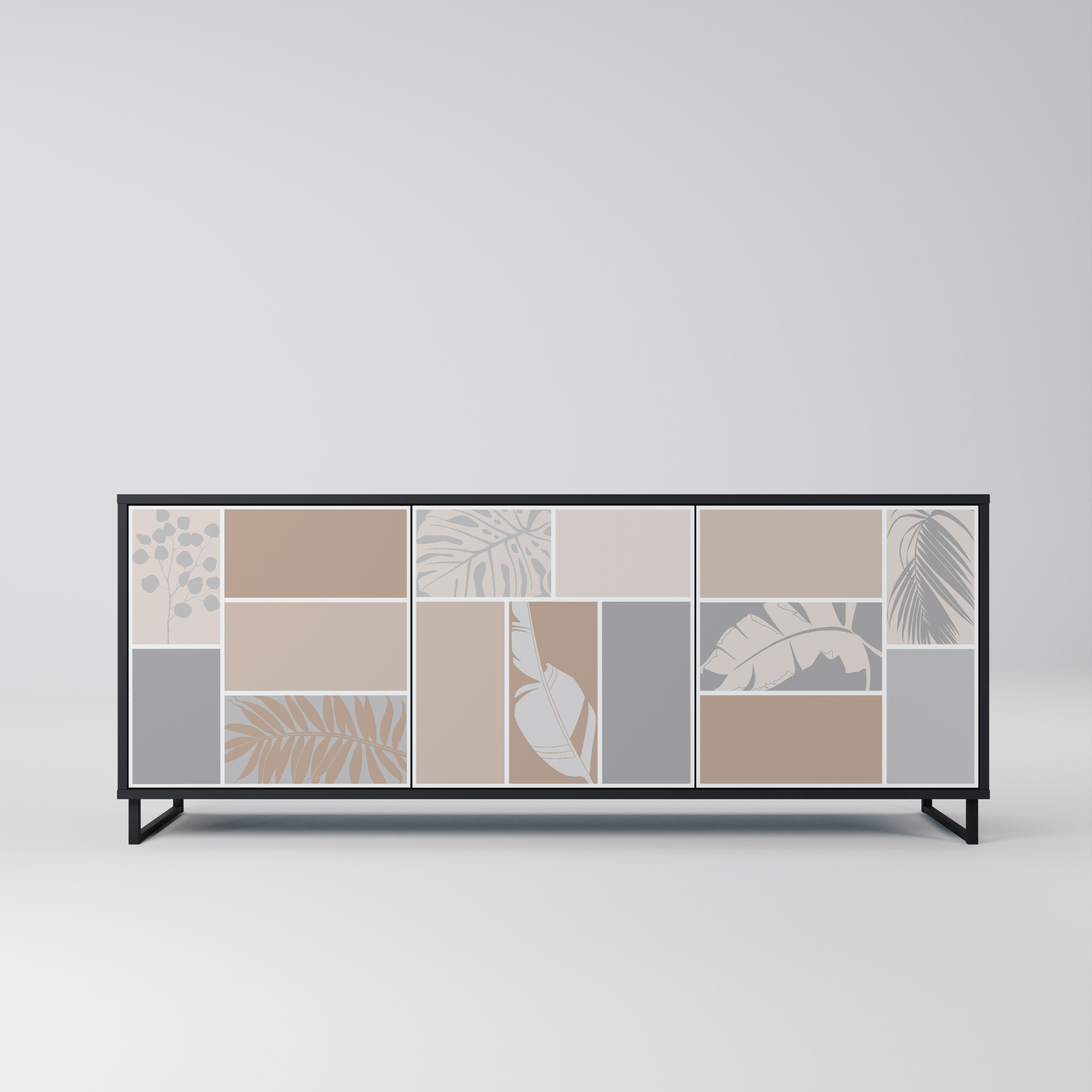 TROPICAL SHAPES 3-Door Sideboard in Black Finish