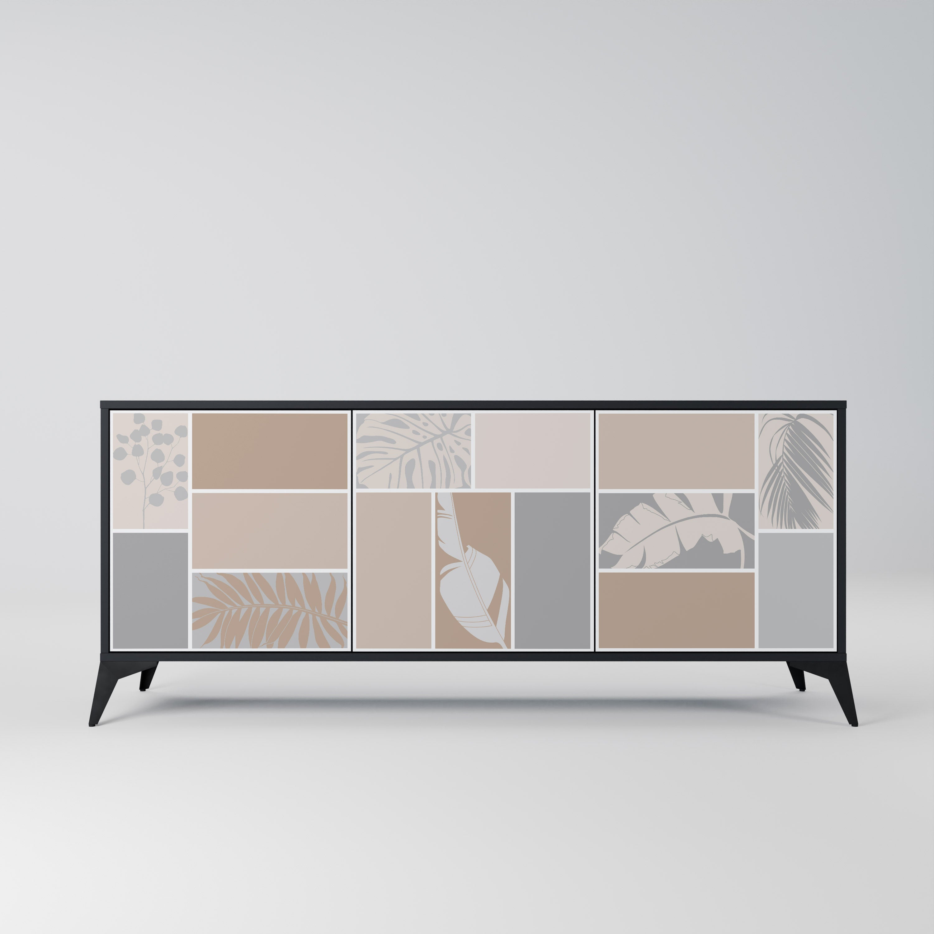 TROPICAL SHAPES 3-Door Sideboard in Black Finish