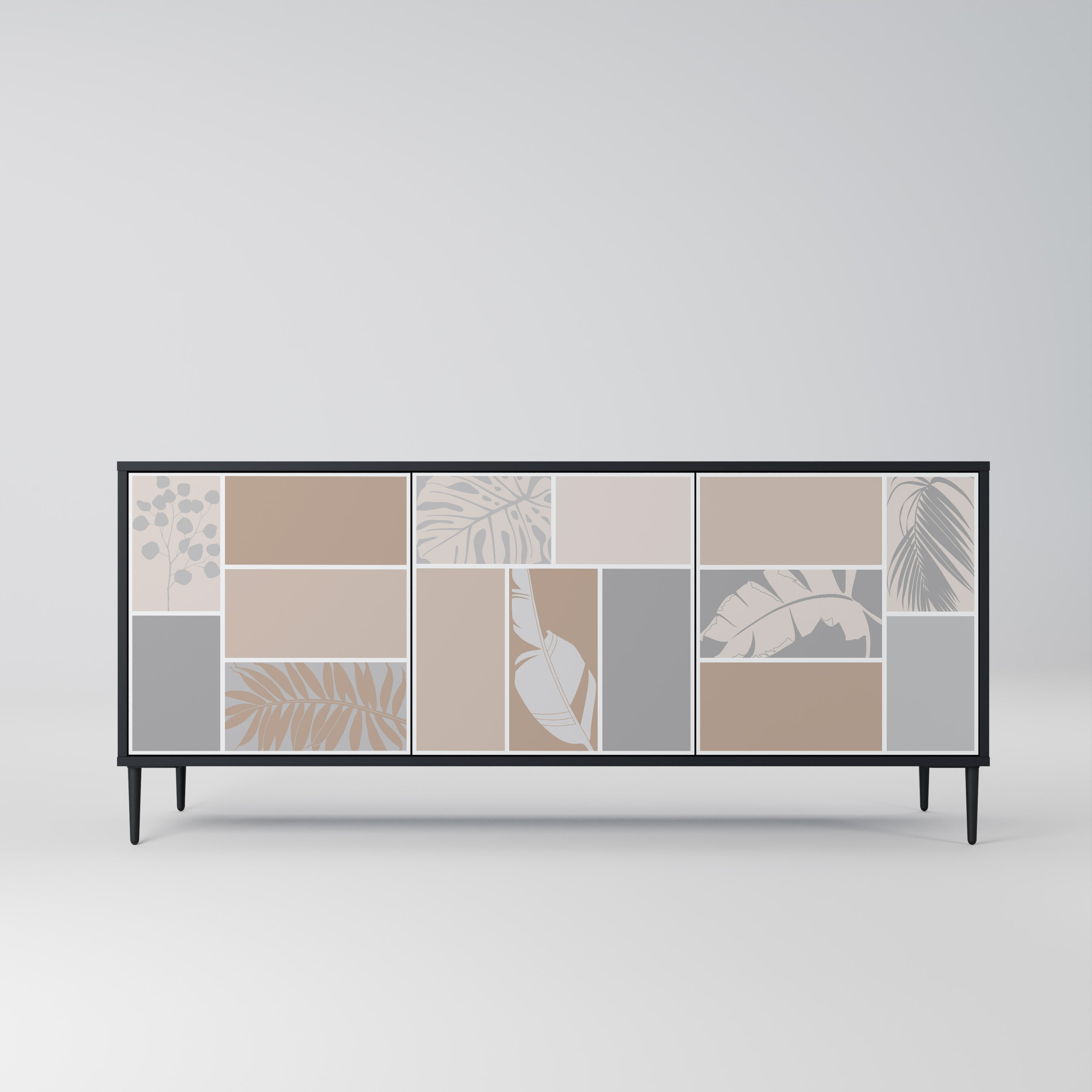 TROPICAL SHAPES 3-Door Sideboard in Black Finish