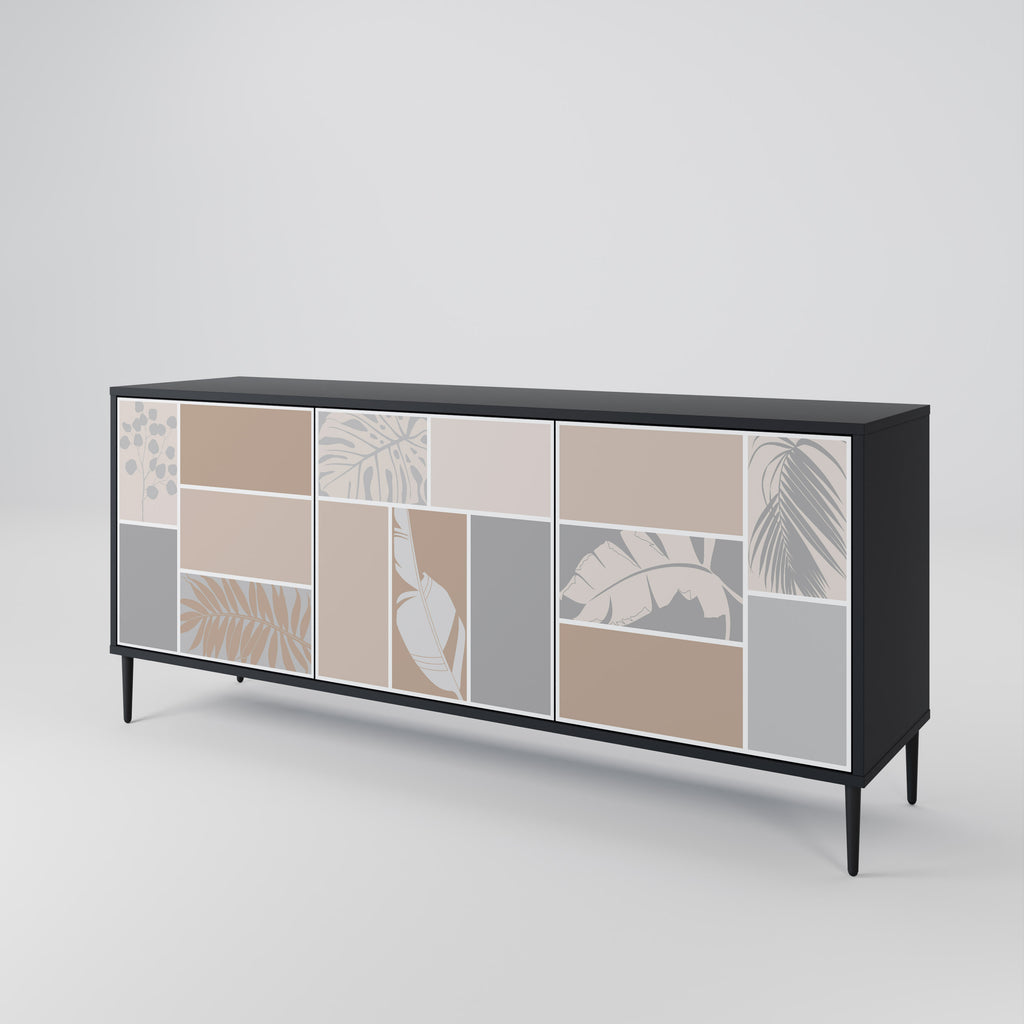 TROPICAL SHAPES 3-Door Sideboard in Black Finish