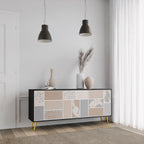 TROPICAL SHAPES Aparador de 3 Puertas en Acabado Negro