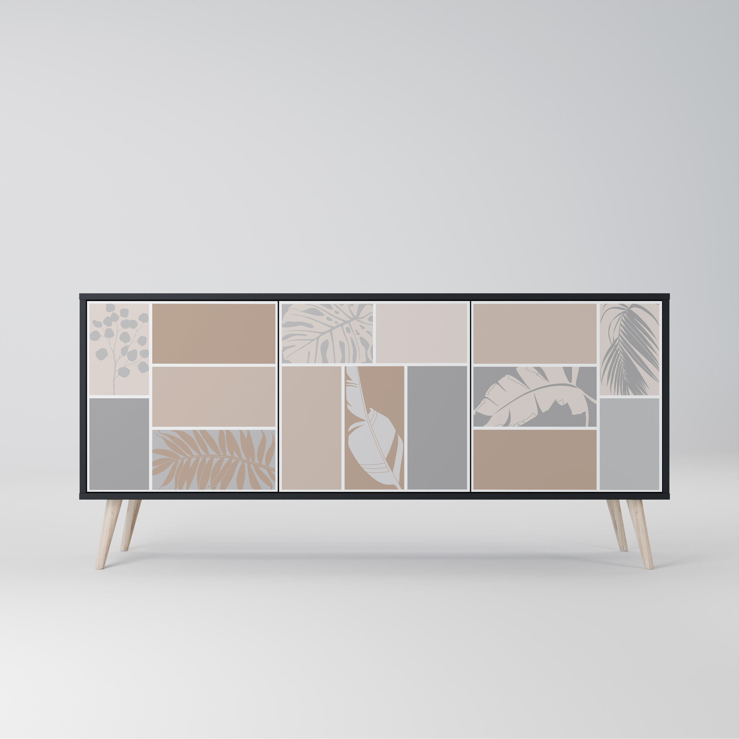 TROPICAL SHAPES 3-Door Sideboard in Black Finish