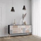 TROPICAL SHAPES Aparador de 3 Puertas en Acabado Negro