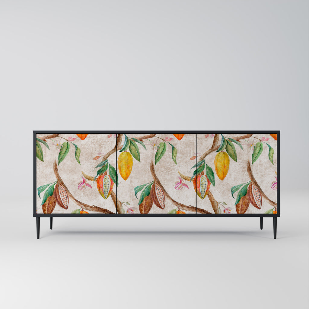 COCOA FRUITS 3-Door Sideboard in Black Finish