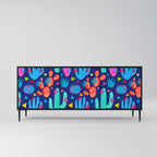 CACTUS VIBES 3-Door Sideboard in Black Finish