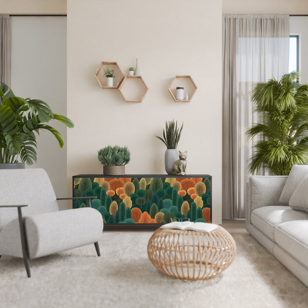 Aparador AUTUMN KALEIDOSCOPE de 3 puertas en acabado negro