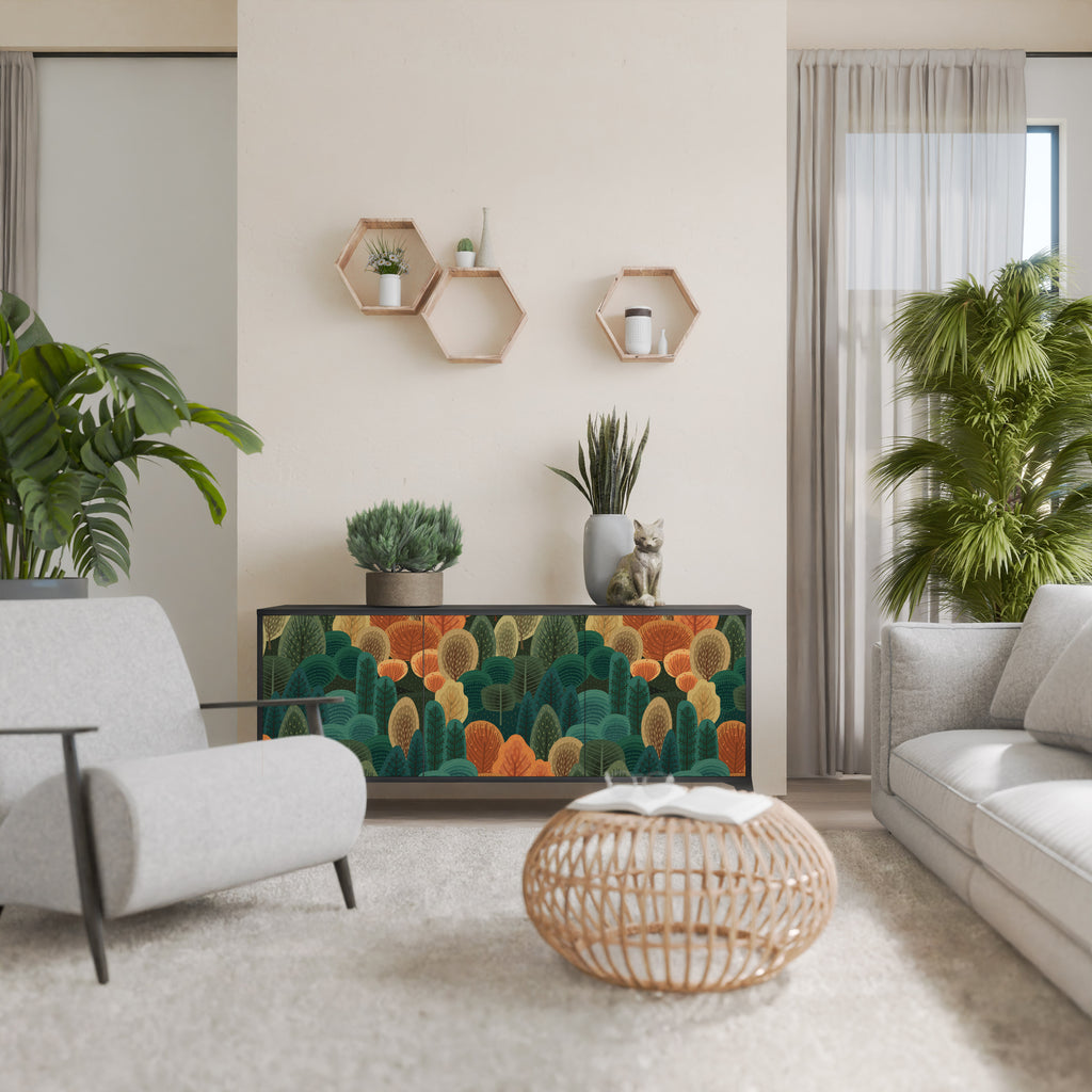 Aparador AUTUMN KALEIDOSCOPE de 3 puertas en acabado negro