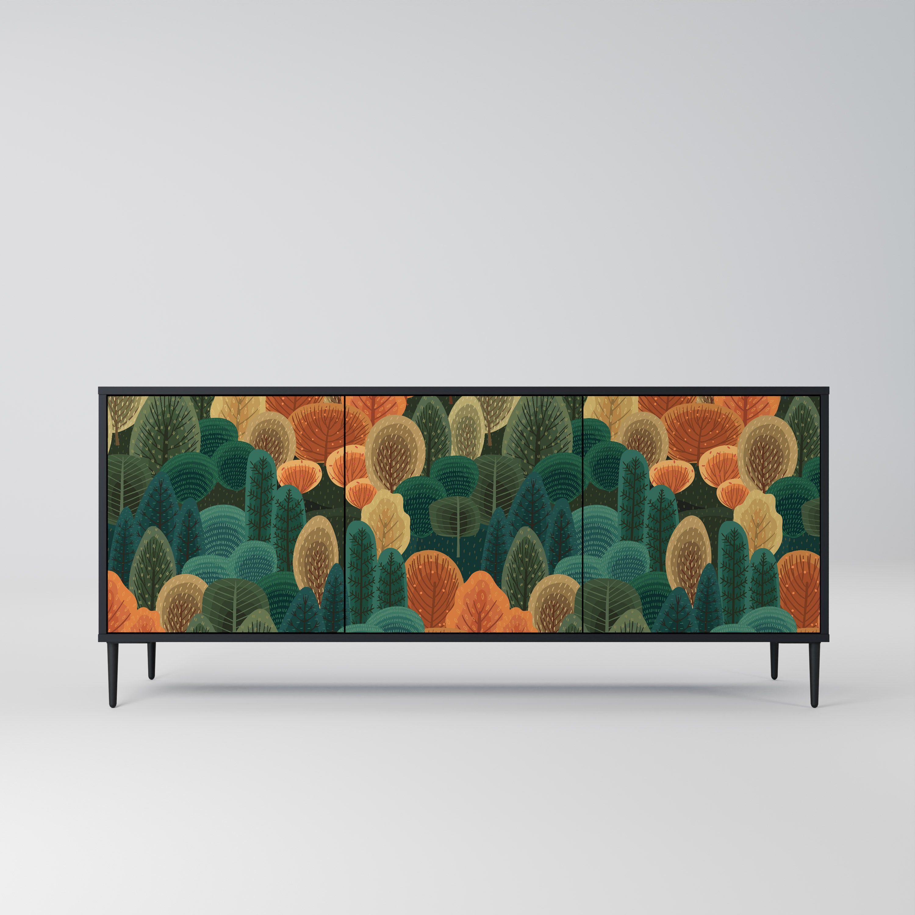 AUTUMN KALEIDOSCOPE 3-Door Sideboard in Black Finish