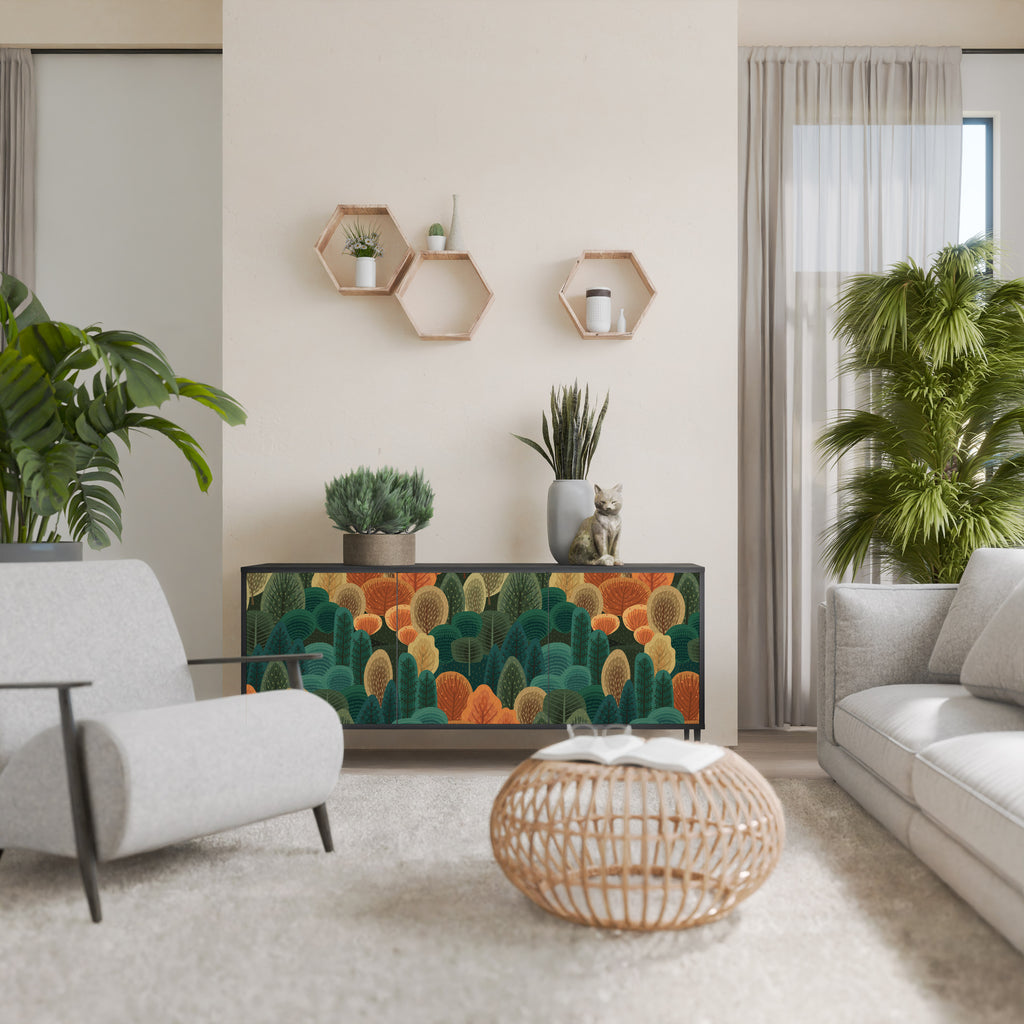 Aparador AUTUMN KALEIDOSCOPE de 3 puertas en acabado negro