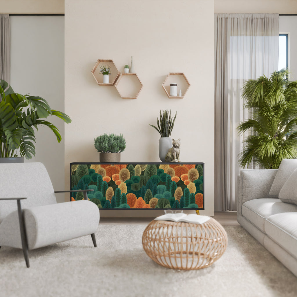 Aparador AUTUMN KALEIDOSCOPE de 3 puertas en acabado negro