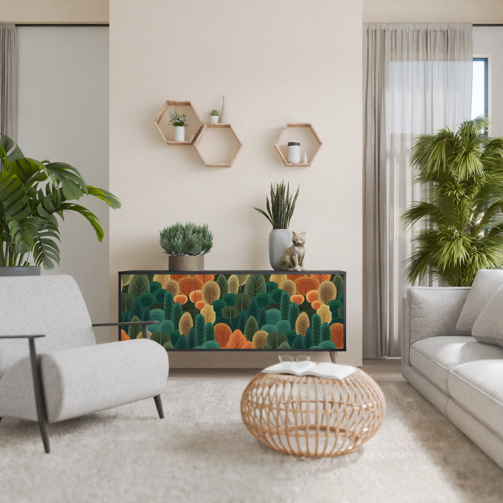 Aparador AUTUMN KALEIDOSCOPE de 3 puertas en acabado negro