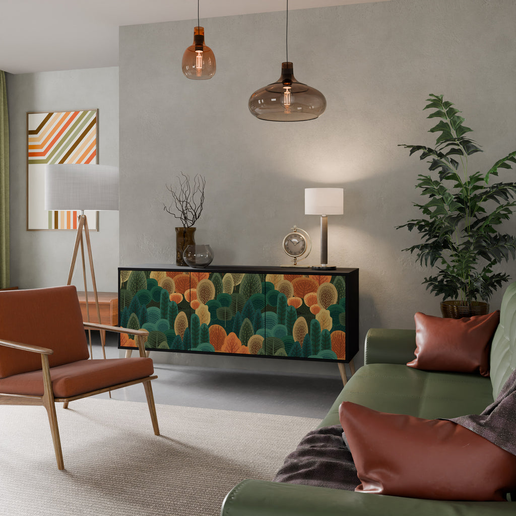 Aparador AUTUMN KALEIDOSCOPE de 3 puertas en acabado negro