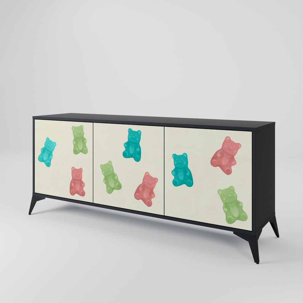 GUMMY BEARS 3-Door Sideboard in Black Finish