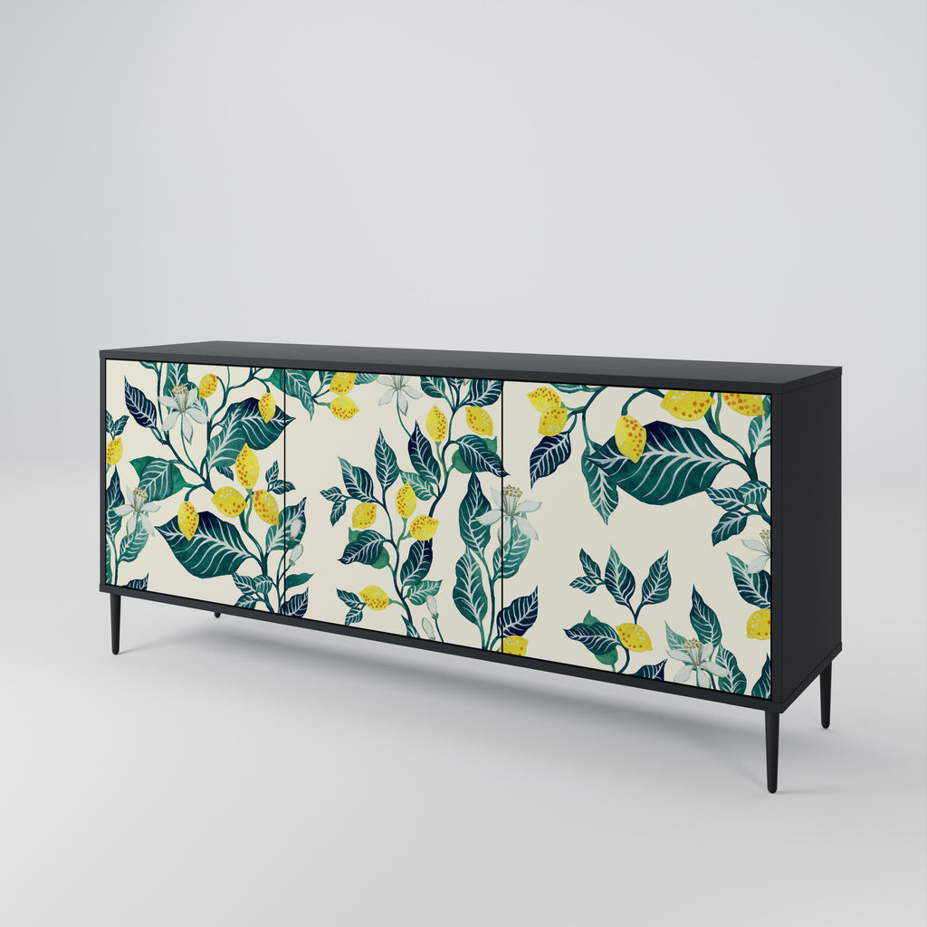 LEMON TREE 3-Door Sideboard in Black Finish