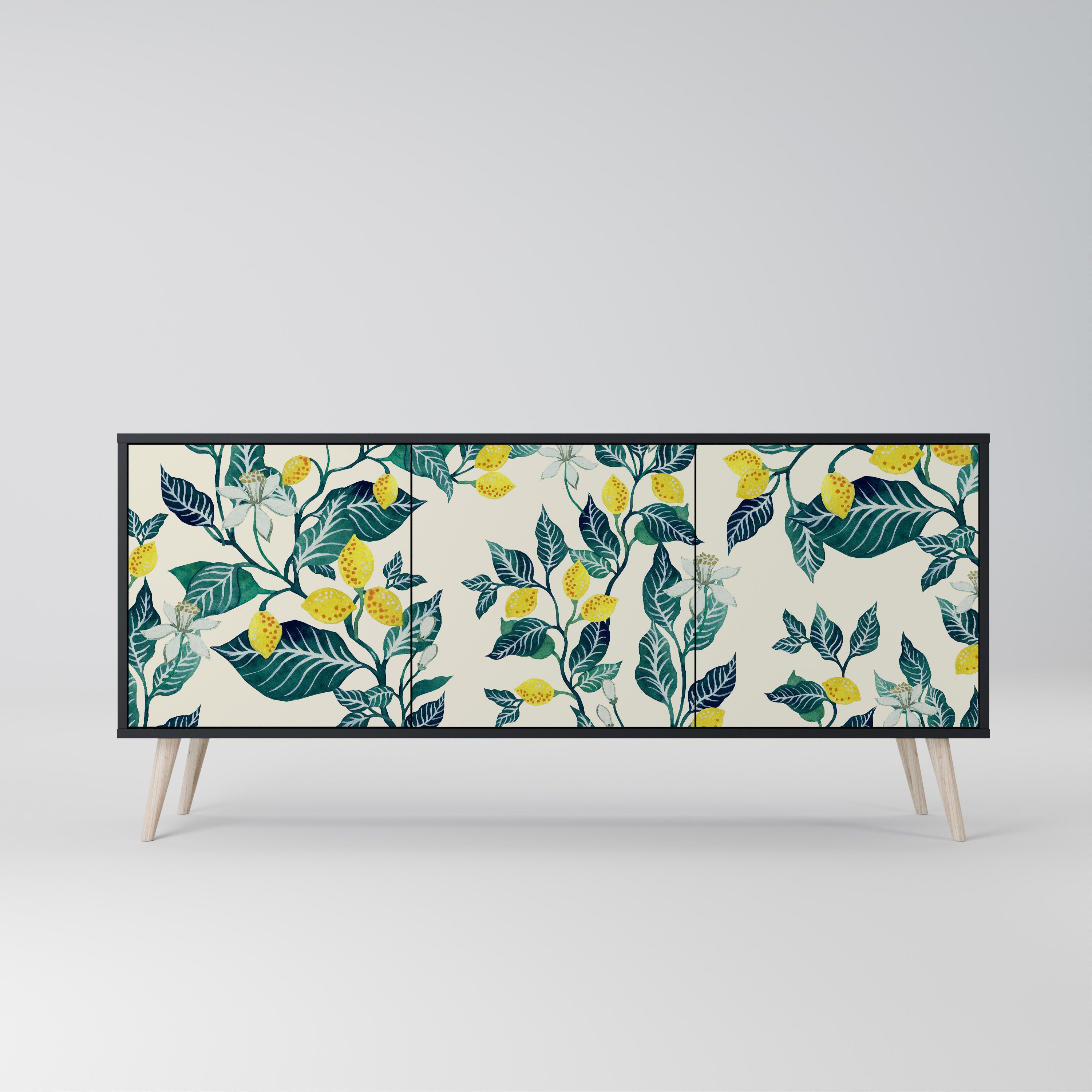LEMON TREE 3-Door Sideboard in Black Finish