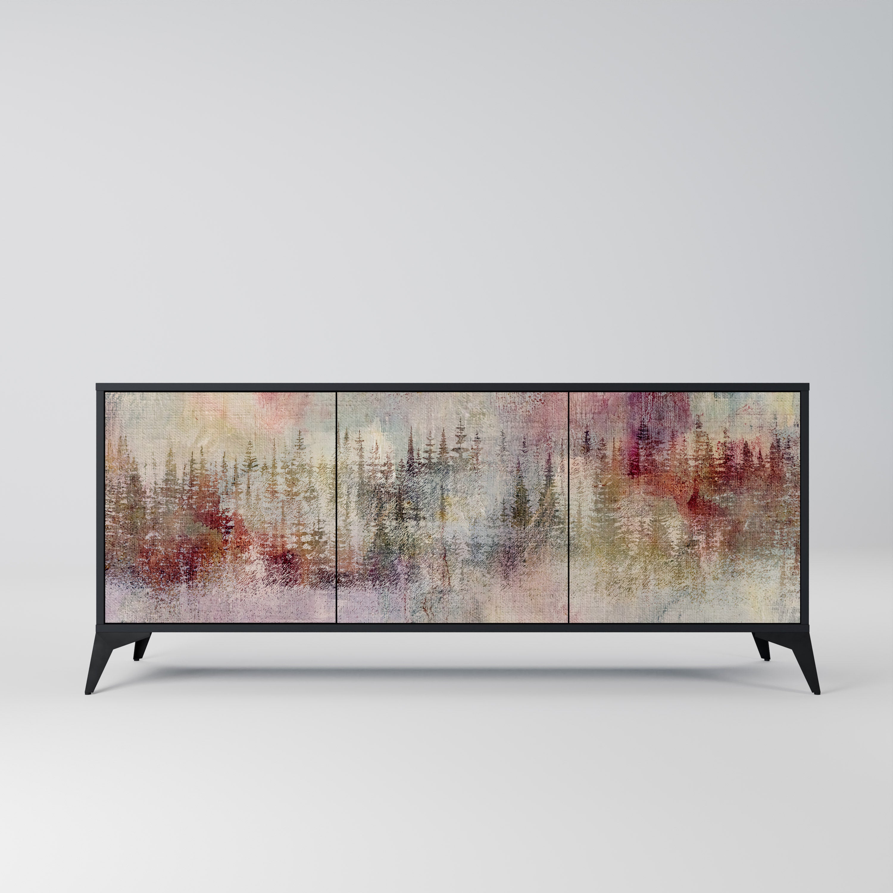 VEILED SUMMIT 3-Door Sideboard in Black Finish