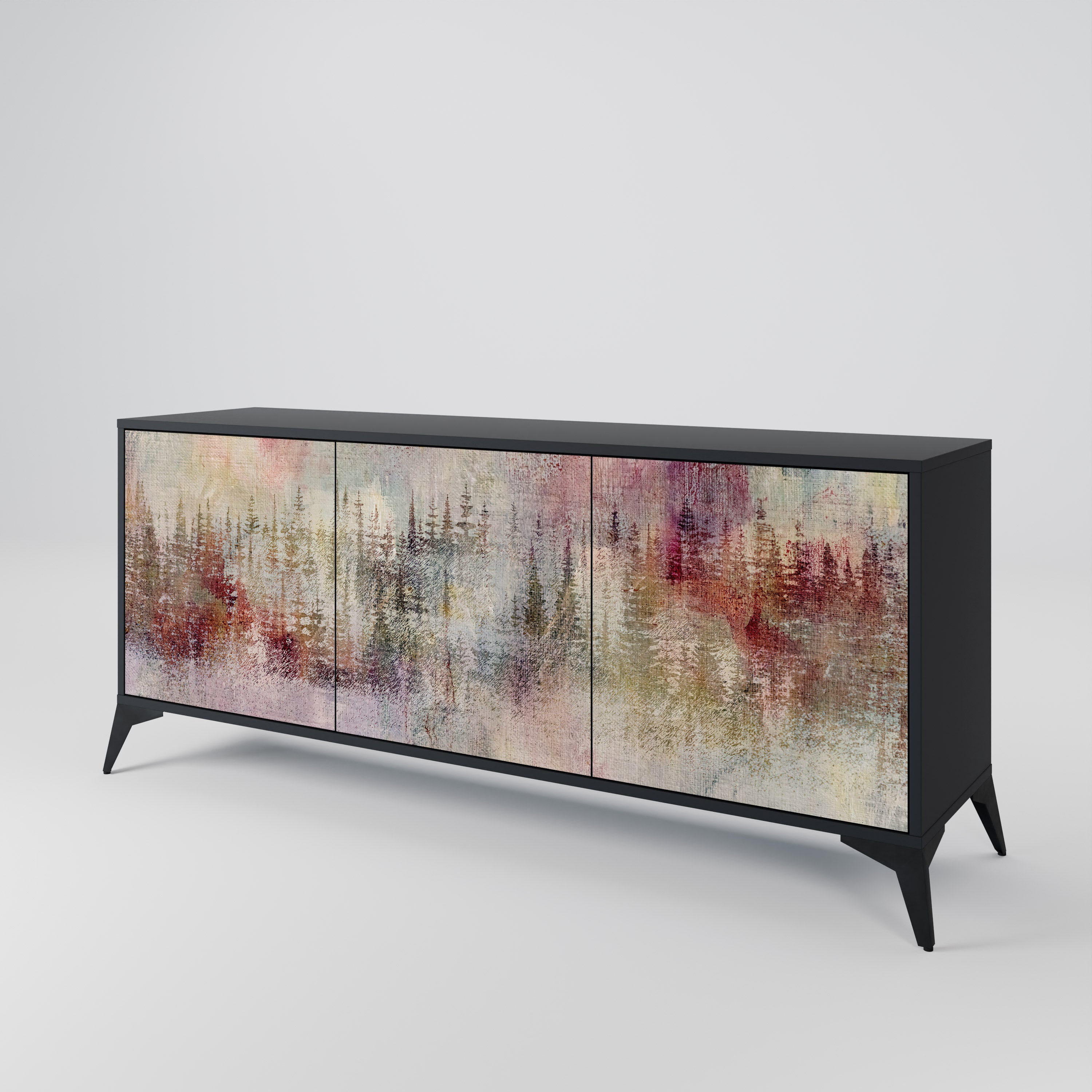 VEILED SUMMIT 3-Door Sideboard in Black Finish