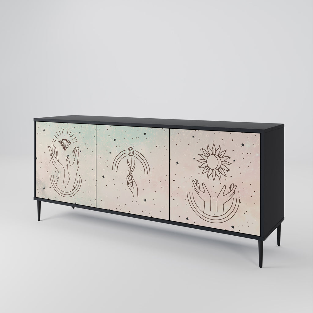 DELICATE BEAUTY 3-Door Sideboard in Black Finish