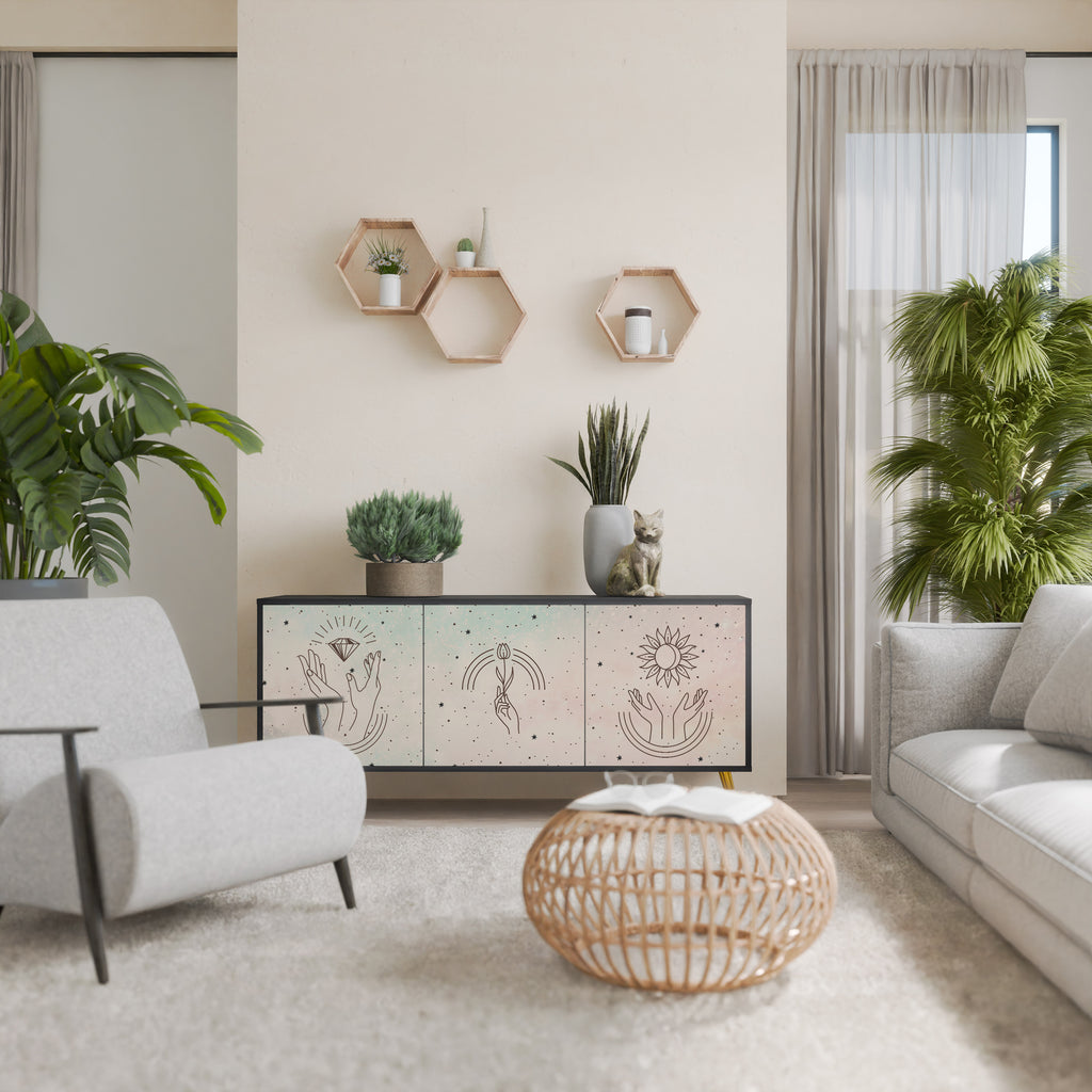 DELICATE BEAUTY 3-Door Sideboard in Black Finish