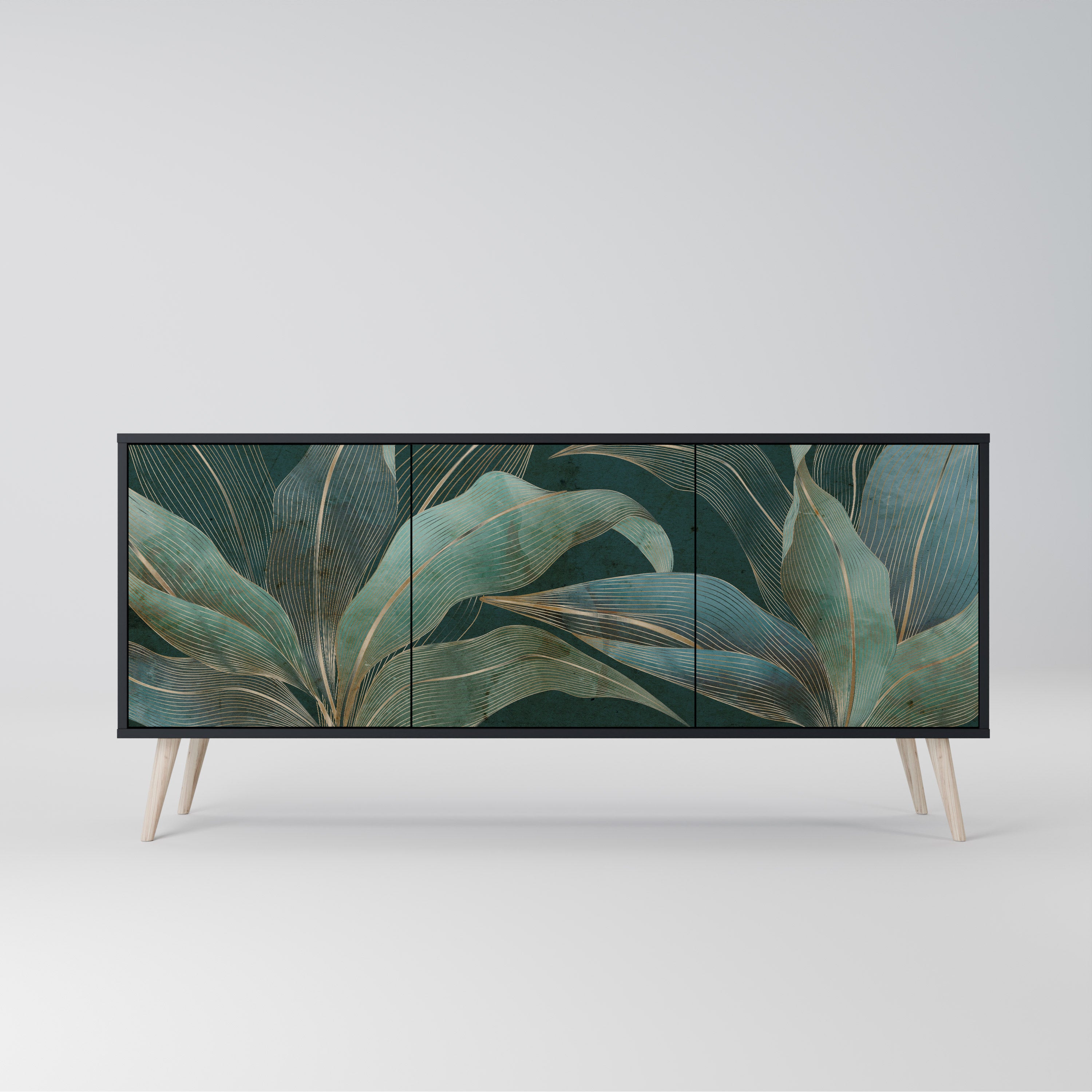 ROYAL GREEN 3-Door Sideboard in Black Finish