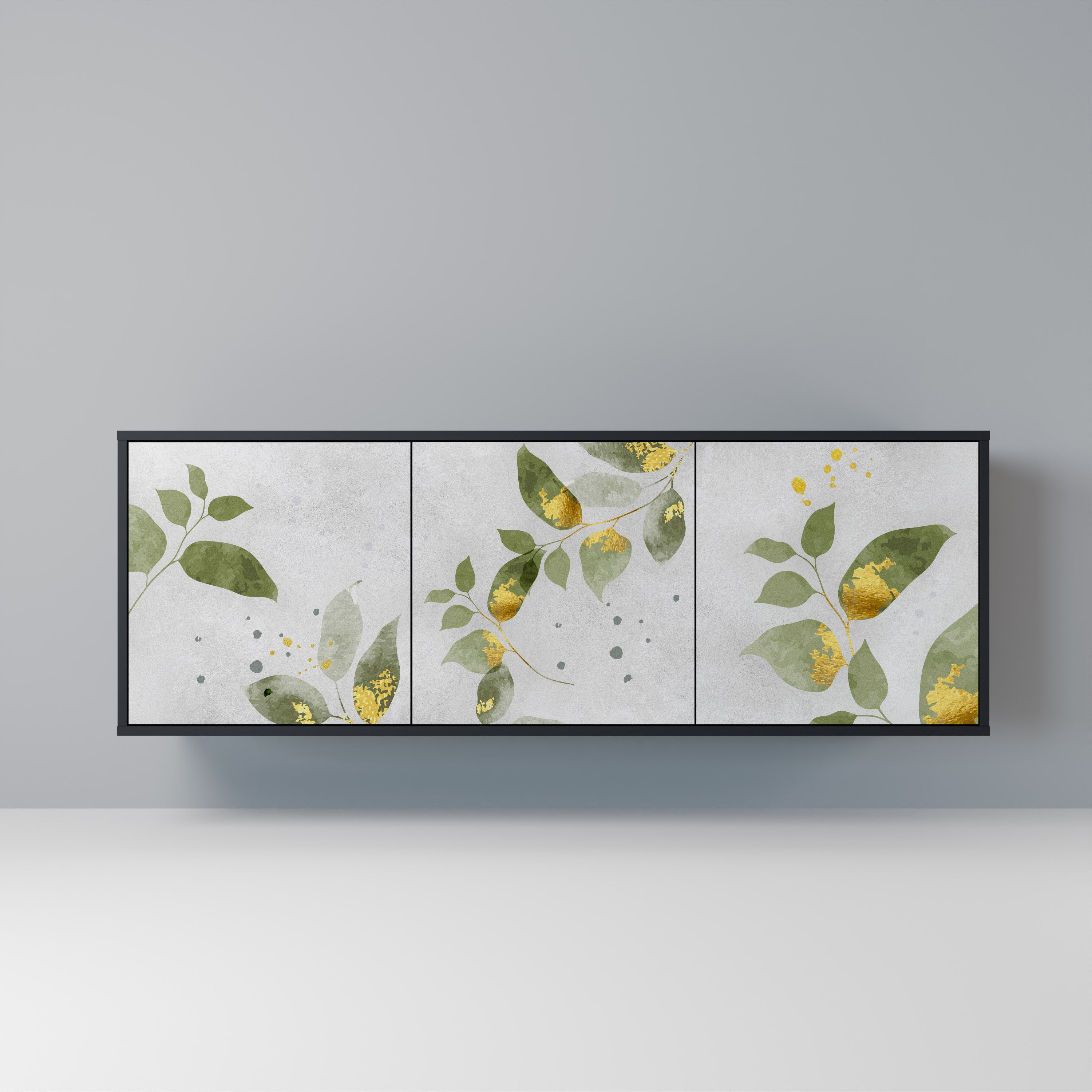 ELEGANT BOTANICS 3-Door Sideboard in Black Finish