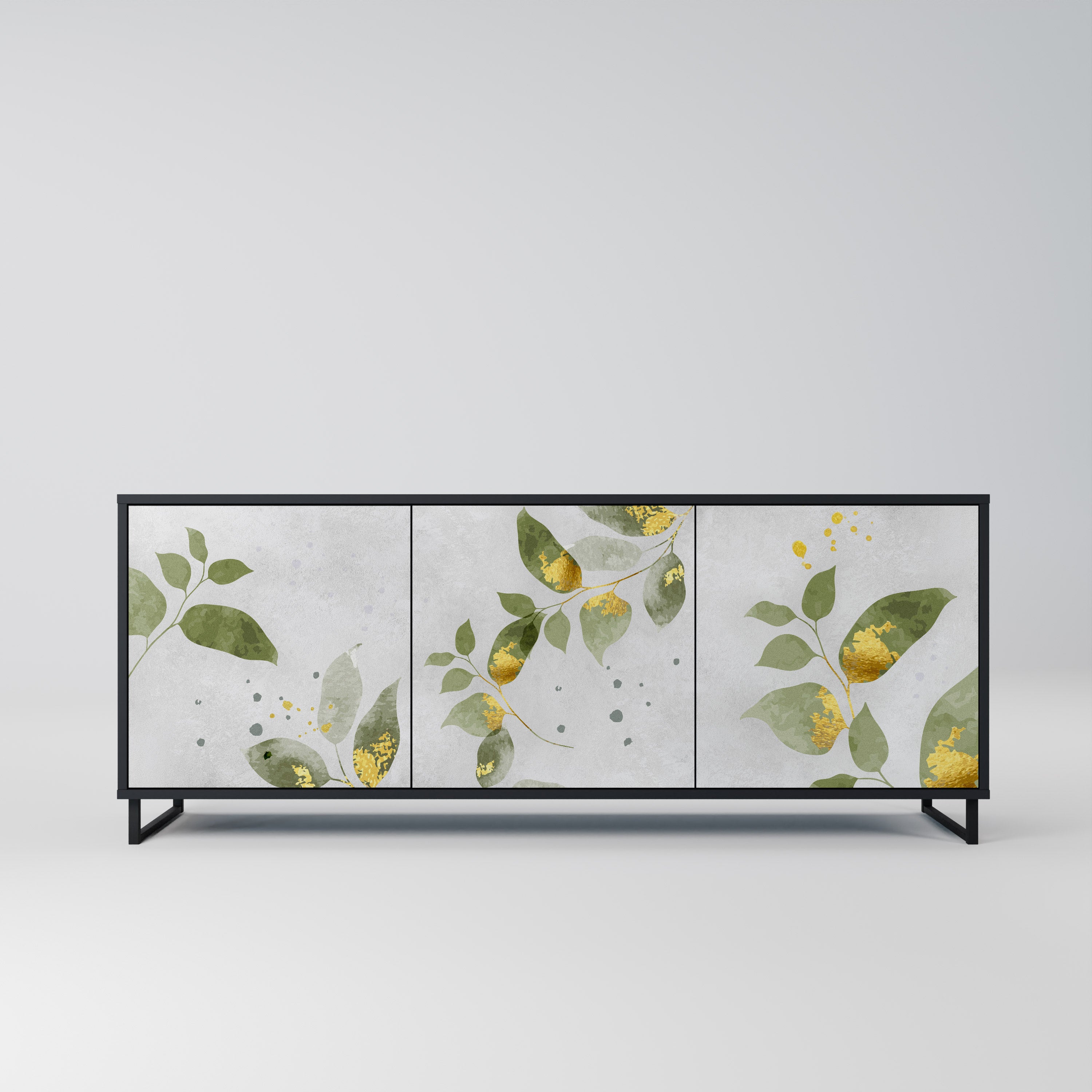 ELEGANT BOTANICS 3-Door Sideboard in Black Finish