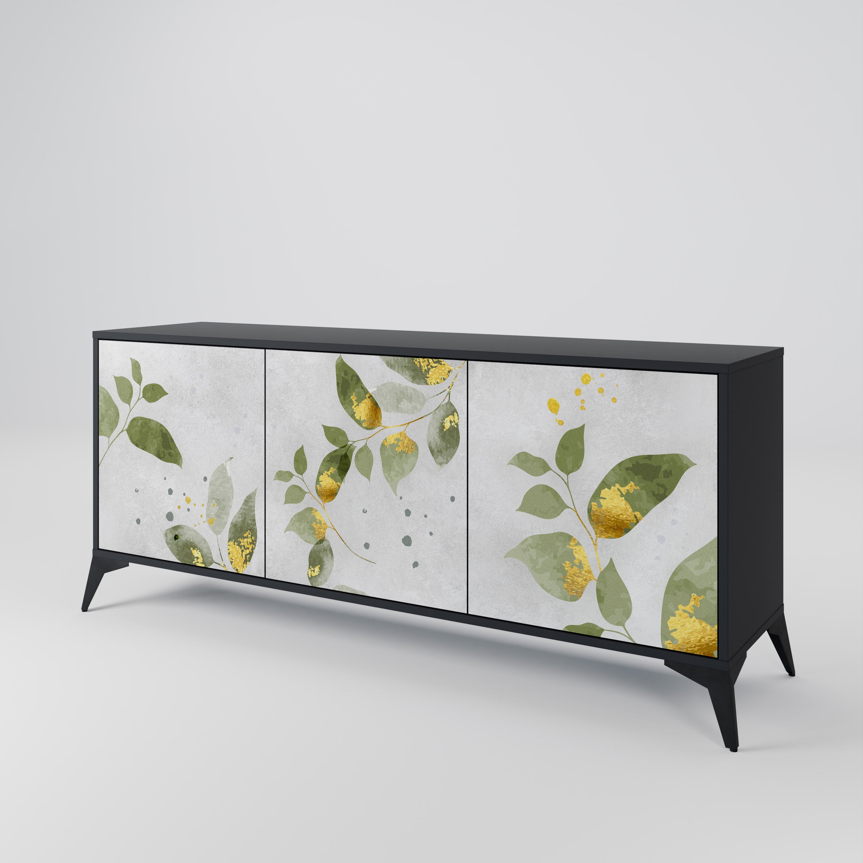 ELEGANT BOTANICS 3-Door Sideboard in Black Finish