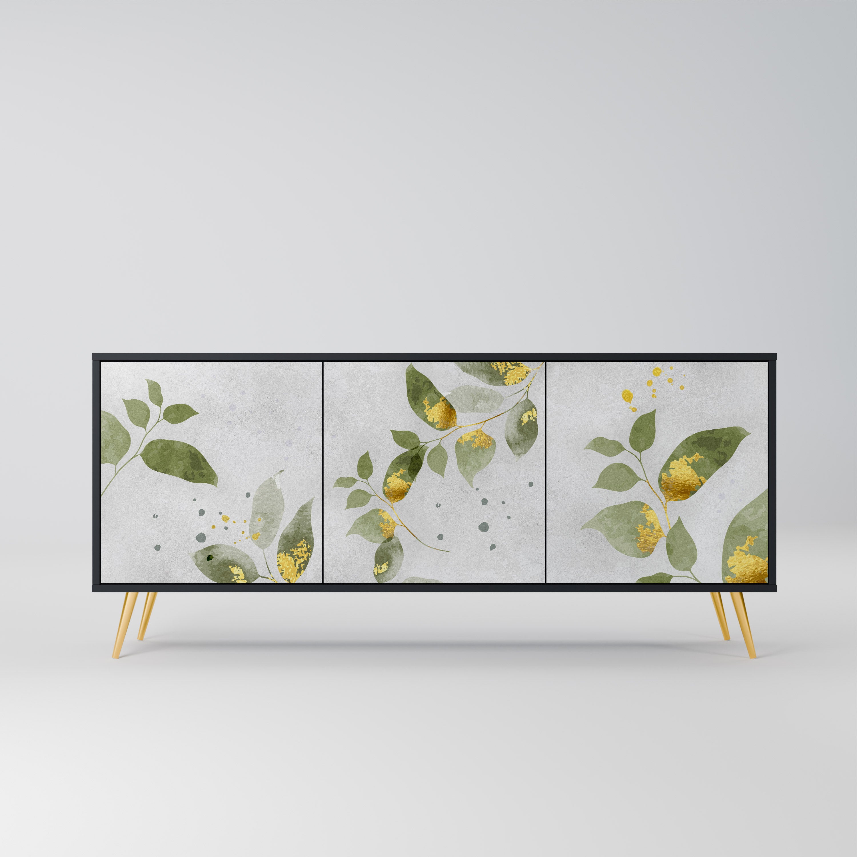 ELEGANT BOTANICS 3-Door Sideboard in Black Finish