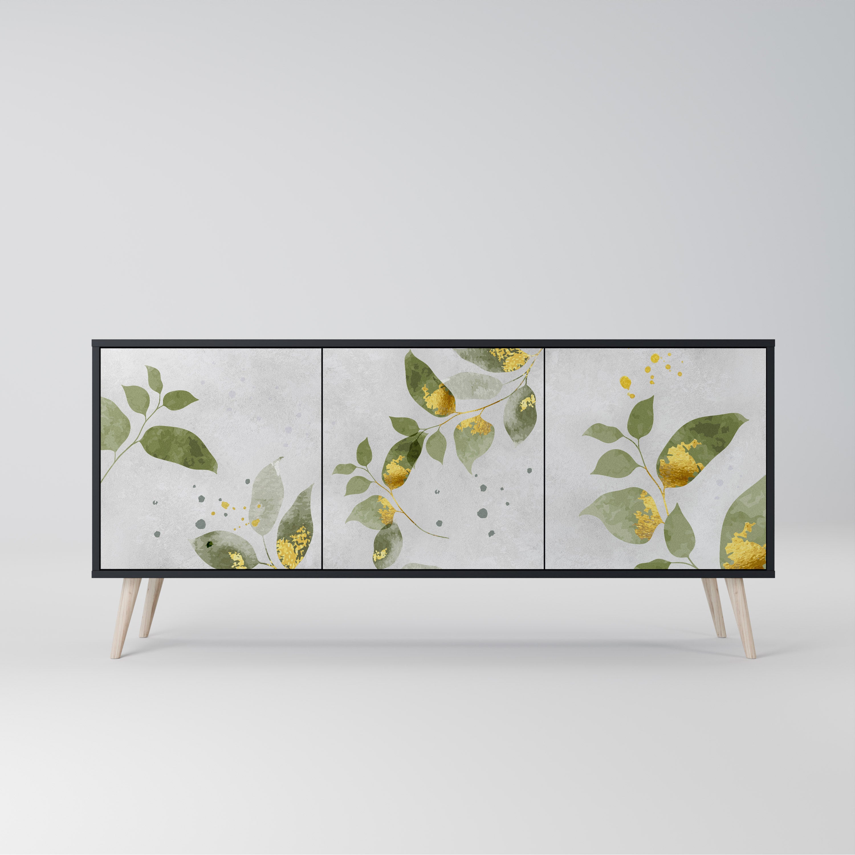 ELEGANT BOTANICS 3-Door Sideboard in Black Finish