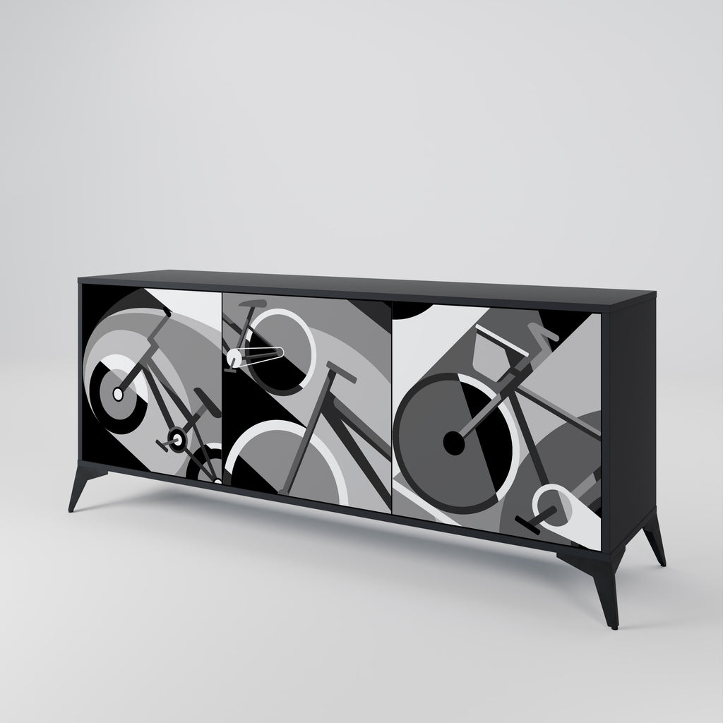 BIKE ENERGY 3-Door Sideboard in Black Finish