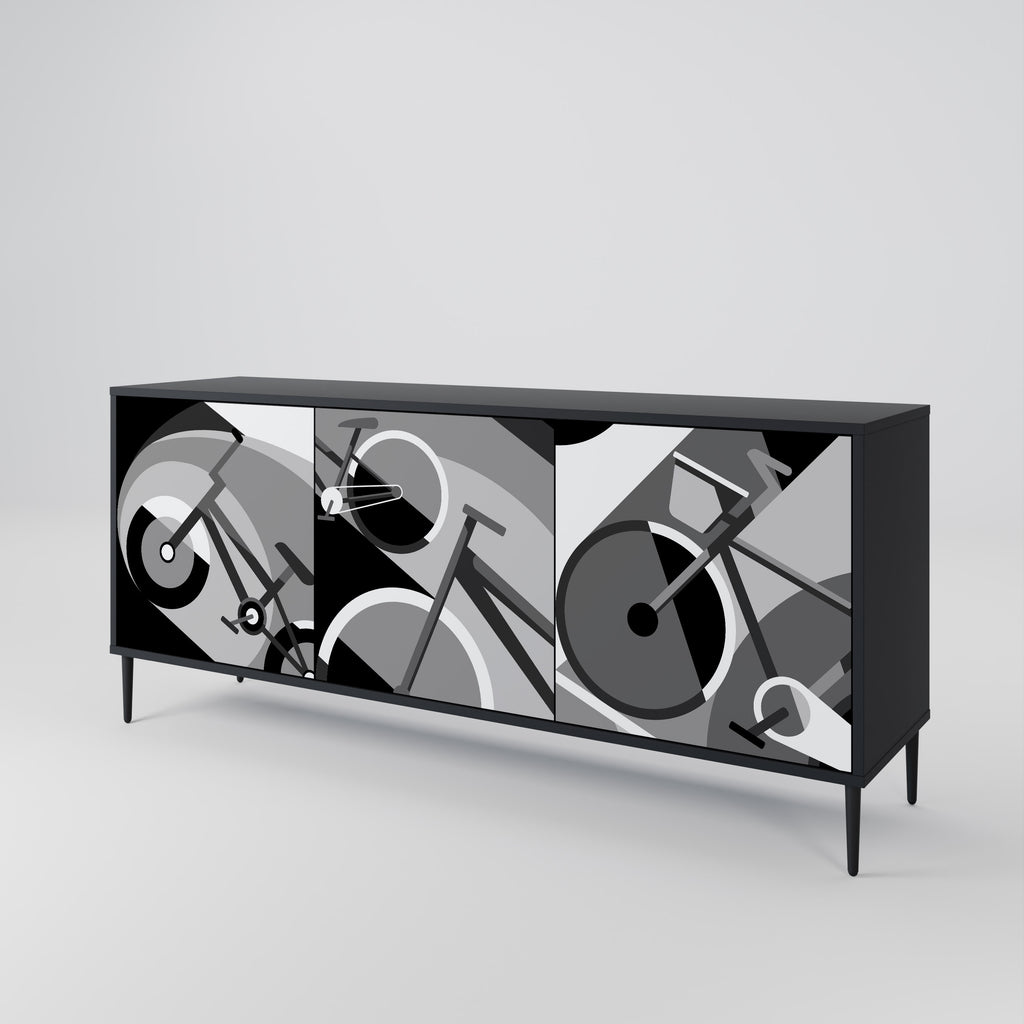 BIKE ENERGY 3-Door Sideboard in Black Finish