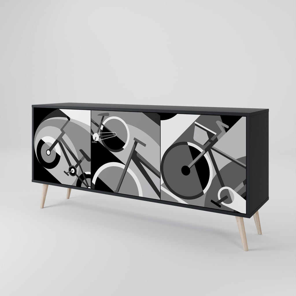 BIKE ENERGY 3-Door Sideboard in Black Finish