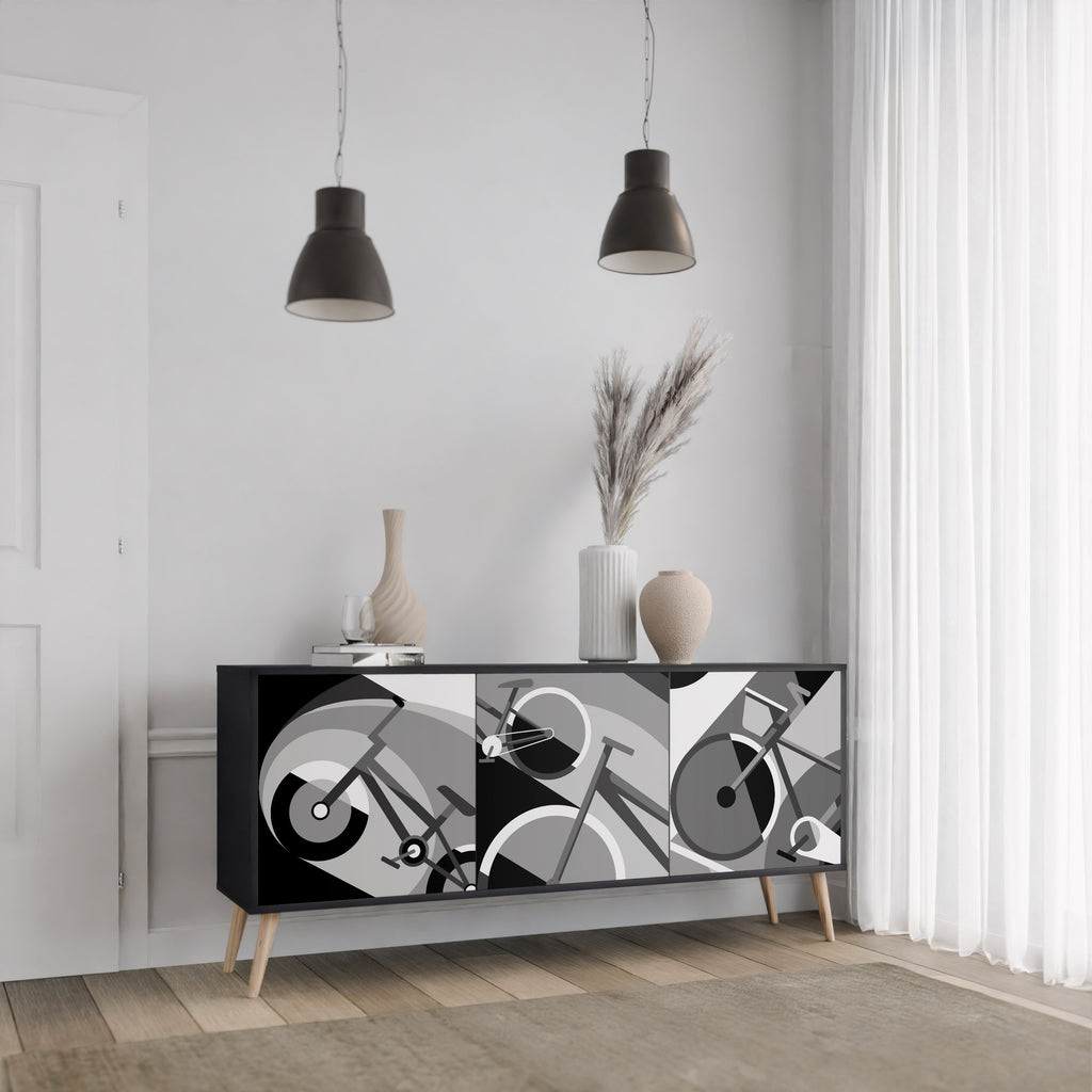BIKE ENERGY 3-Door Sideboard in Black Finish