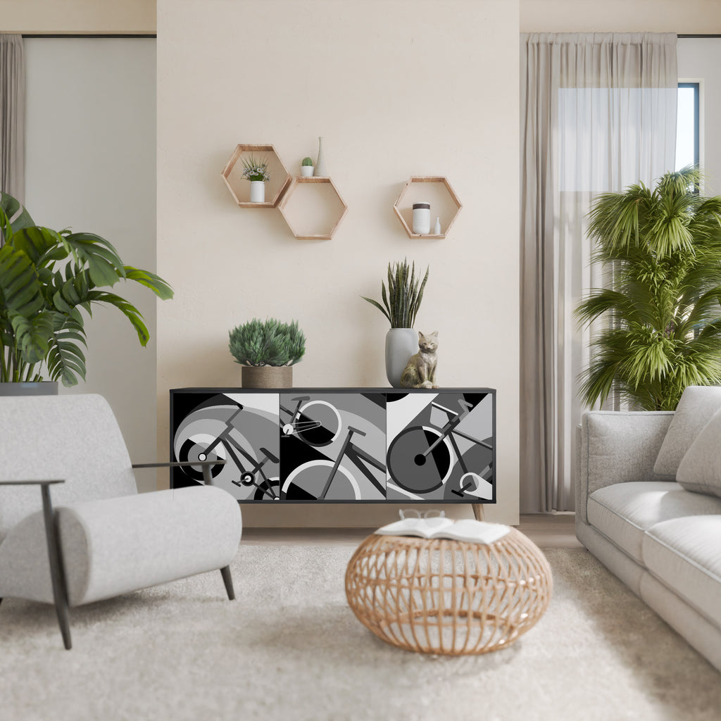 BIKE ENERGY 3-Door Sideboard in Black Finish