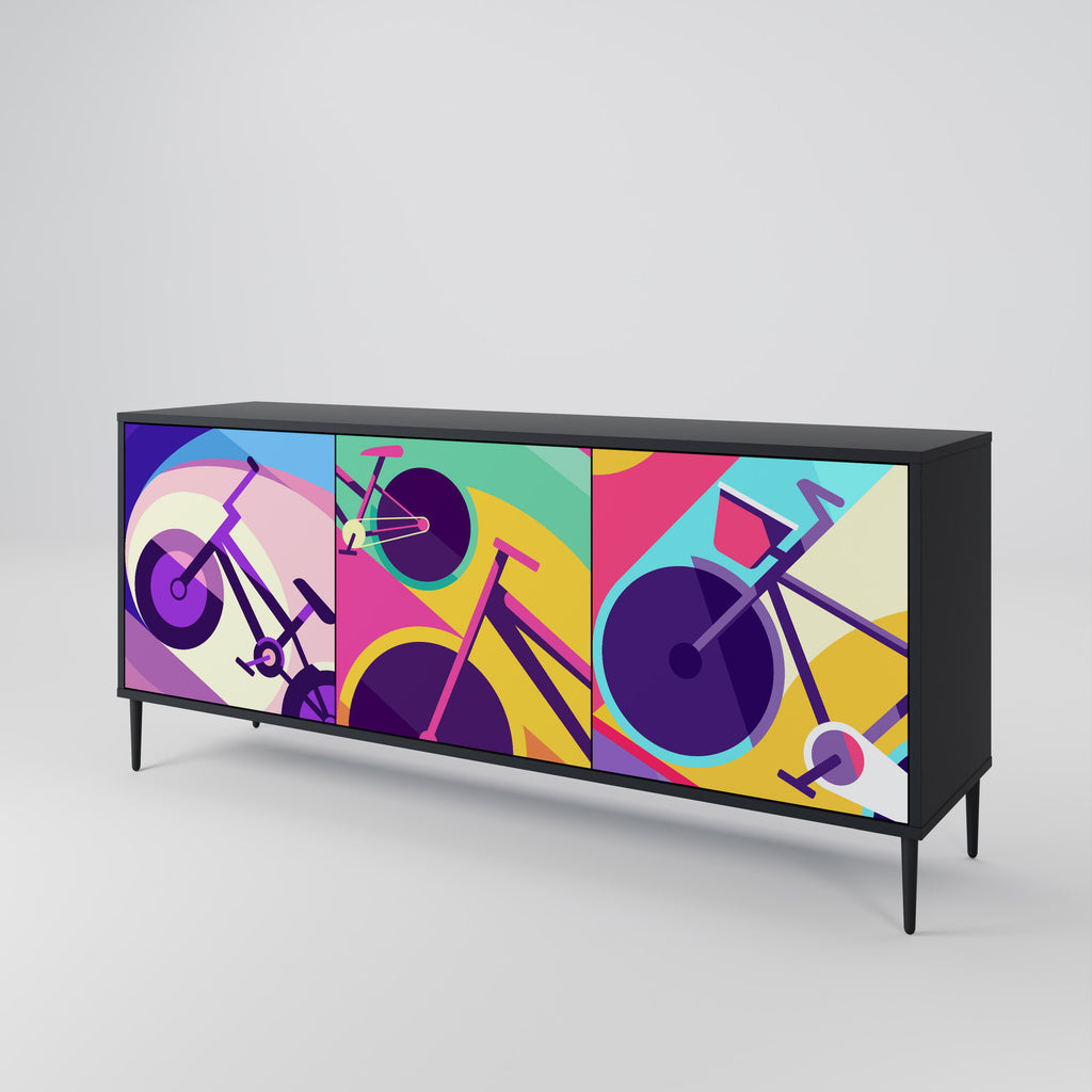 BIKE DREAMS 3-Door Sideboard in Black Finish