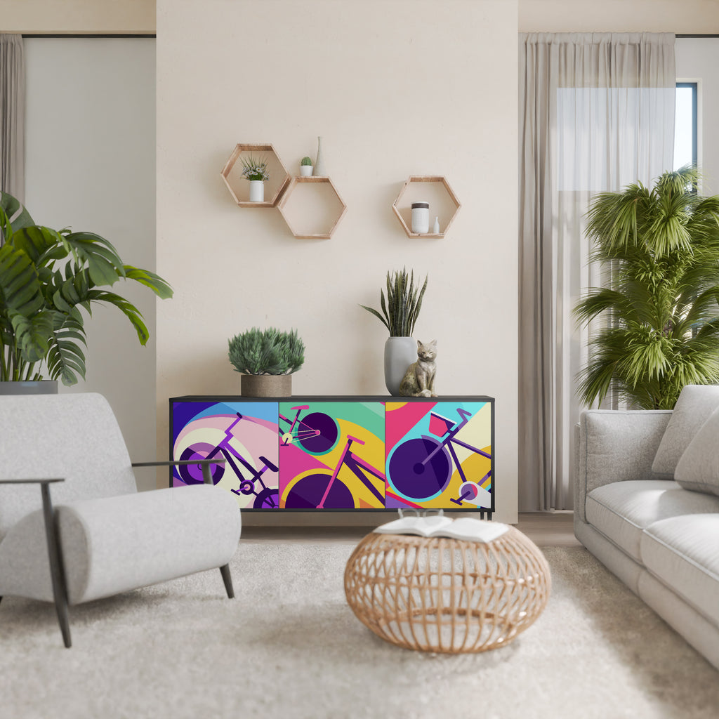 BIKE DREAMS 3-Door Sideboard in Black Finish