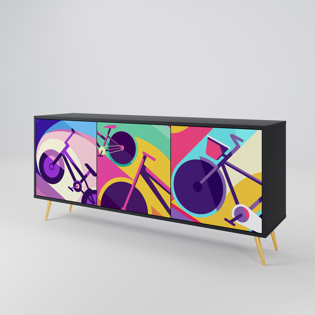 BIKE DREAMS 3-Door Sideboard in Black Finish