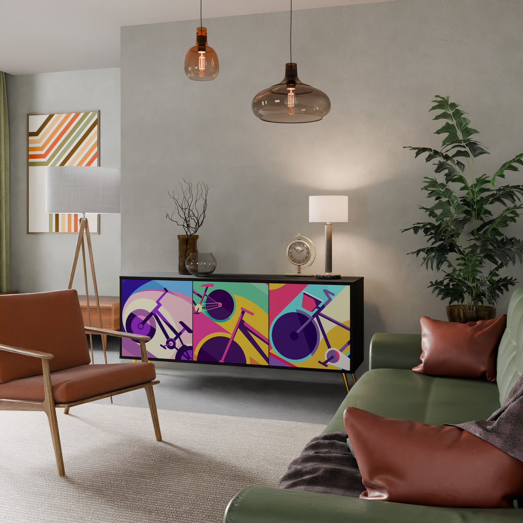 BIKE DREAMS 3-Door Sideboard in Black Finish