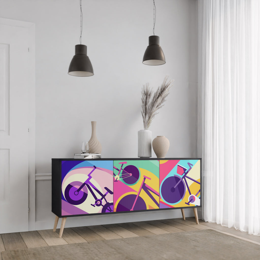 BIKE DREAMS 3-Door Sideboard in Black Finish