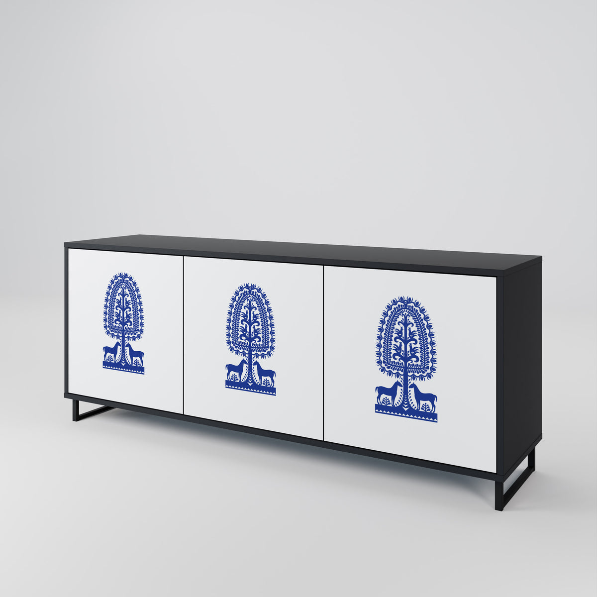 POLISH FOLK ART 3-Door Sideboard