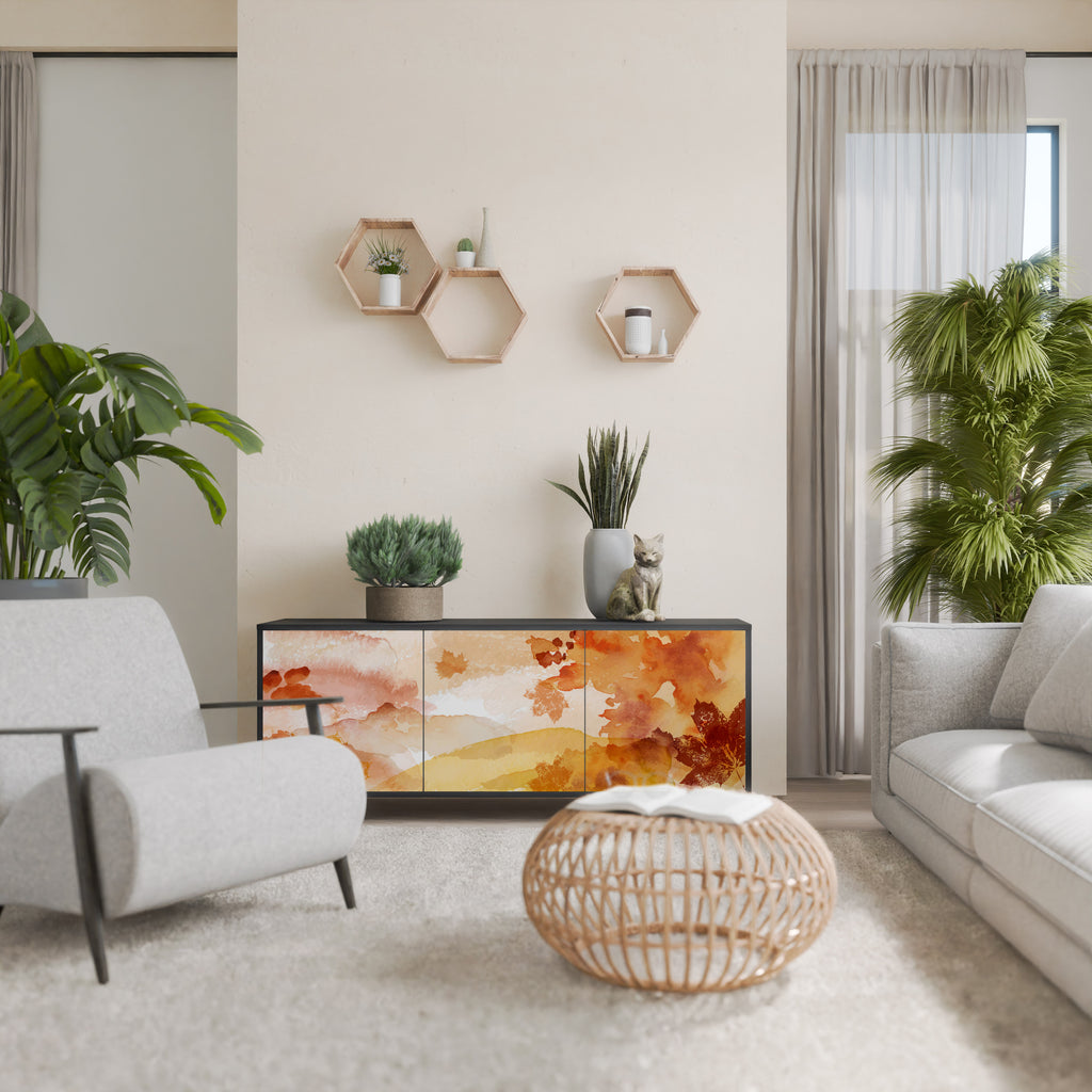 TRACES OF AUTUMN 3-Door Sideboard in Black Finish