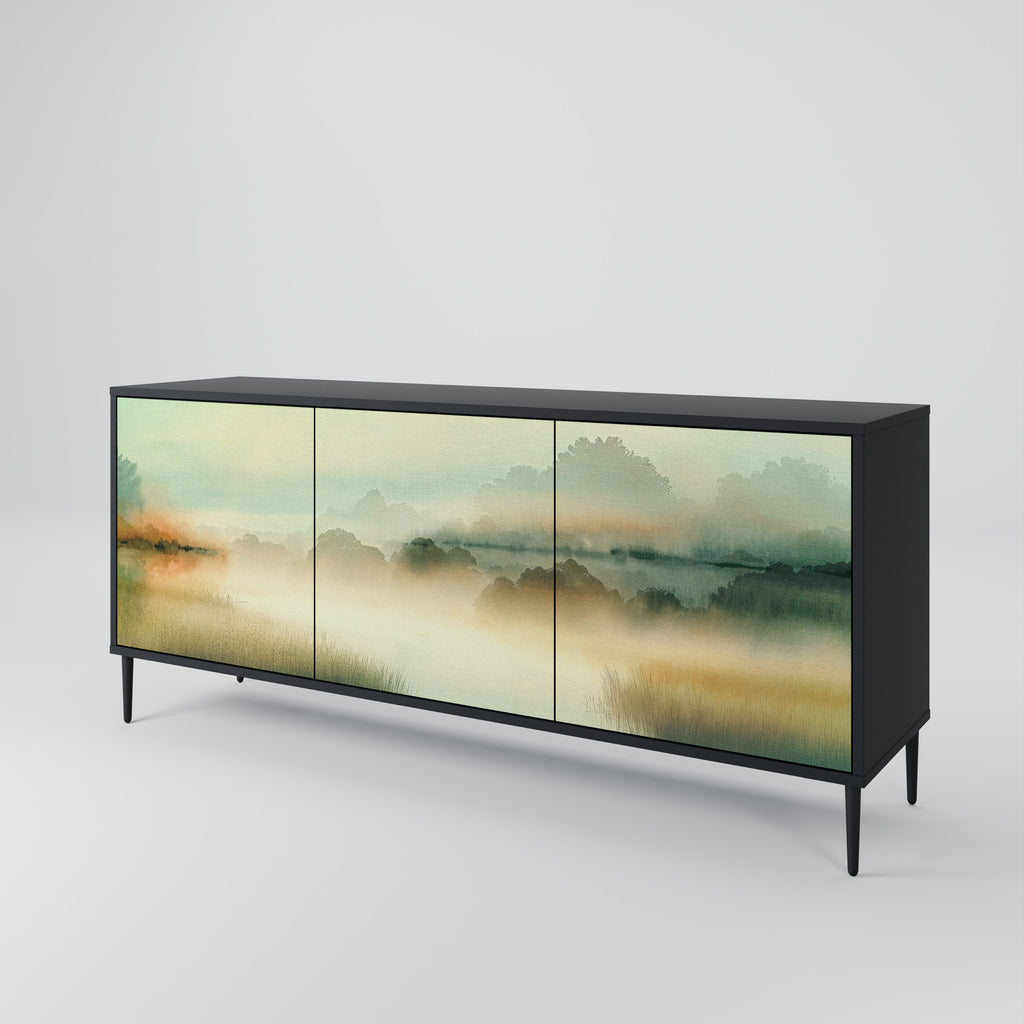 MORNING BY THE LAKE 3-Door Sideboard in Black Finish