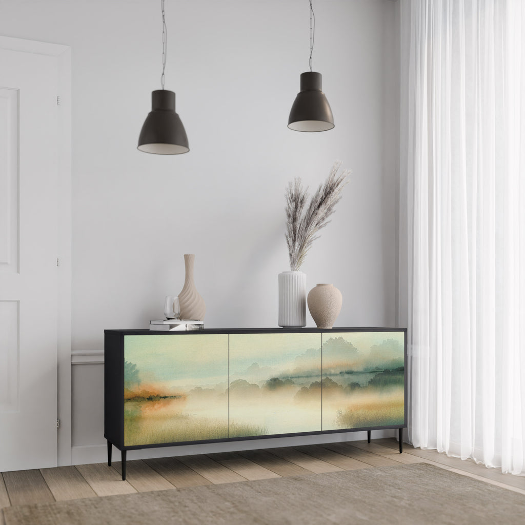 MORNING BY THE LAKE 3-Door Sideboard in Black Finish
