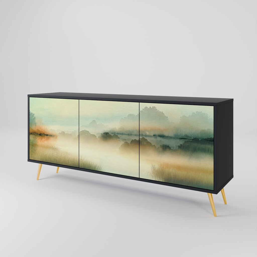 MORNING BY THE LAKE 3-Door Sideboard in Black Finish
