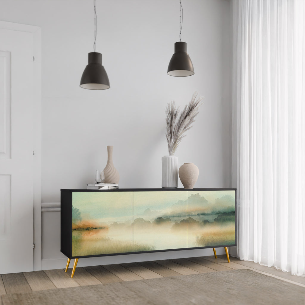 MORNING BY THE LAKE 3-Door Sideboard in Black Finish