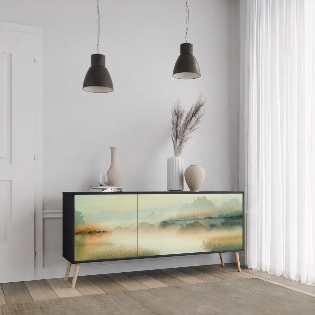 MORNING BY THE LAKE 3-Door Sideboard in Black Finish