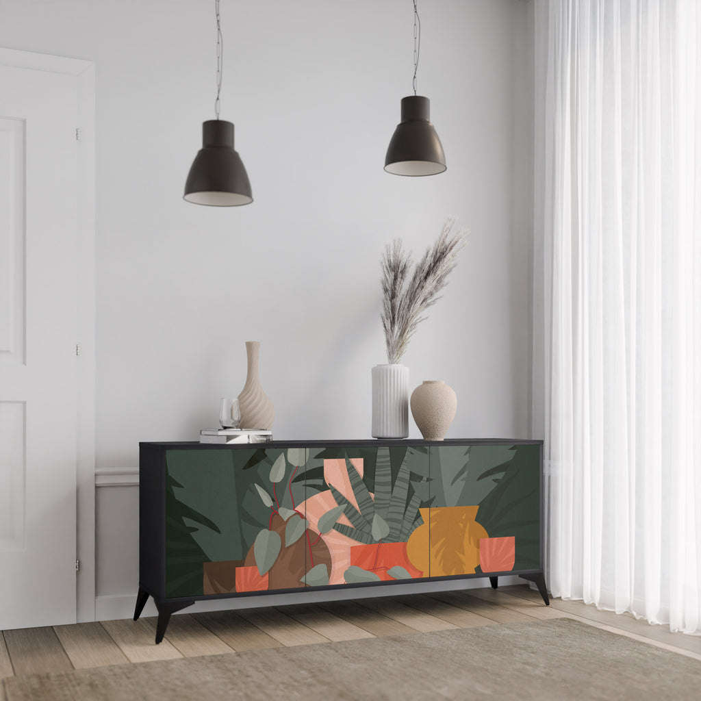 TROPICAL COMPOSITION 3-Door Sideboard in Black Finish