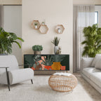 TROPICAL COMPOSITION Aparador de 3 Puertas en Acabado Negro